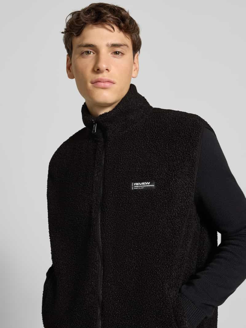 REVIEW Fleecegilet met opstaande kraag en steekzakken
