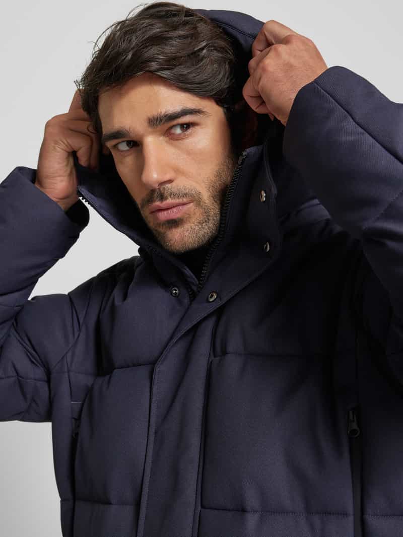 SAVE THE DUCK Gewatteerde lange jas met labeldetail model 'COSMO'