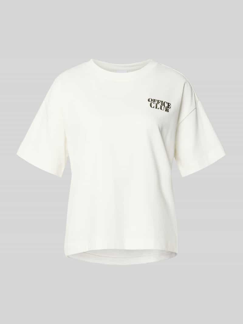 Vila T-shirt met geribde ronde hals model 'MONIE OFFICE'