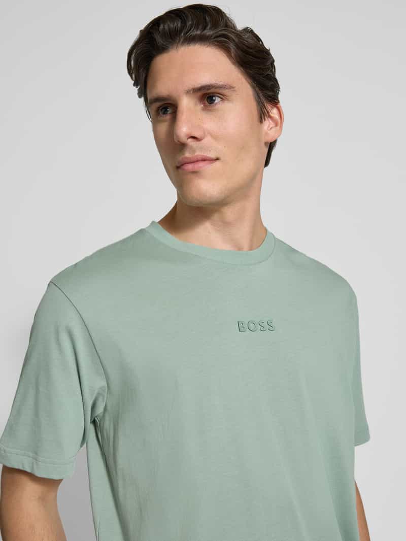 BOSS Green T-shirt met labelprint en ronde hals