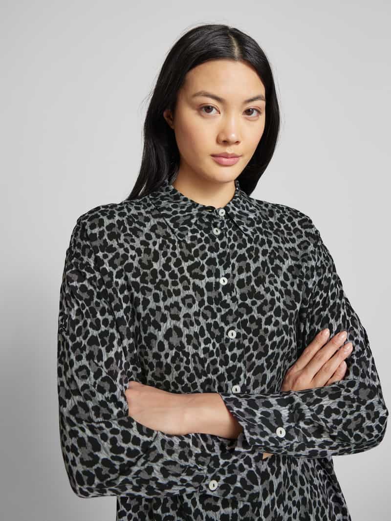 Zero Regular fit overhemdblouse van viscose met extra brede schouders