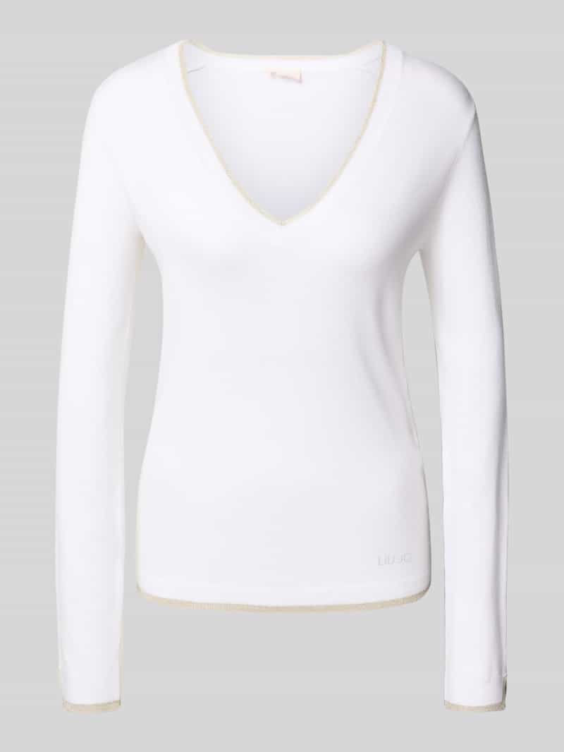 Liu Jo White Pullover met V-hals en effectgaren