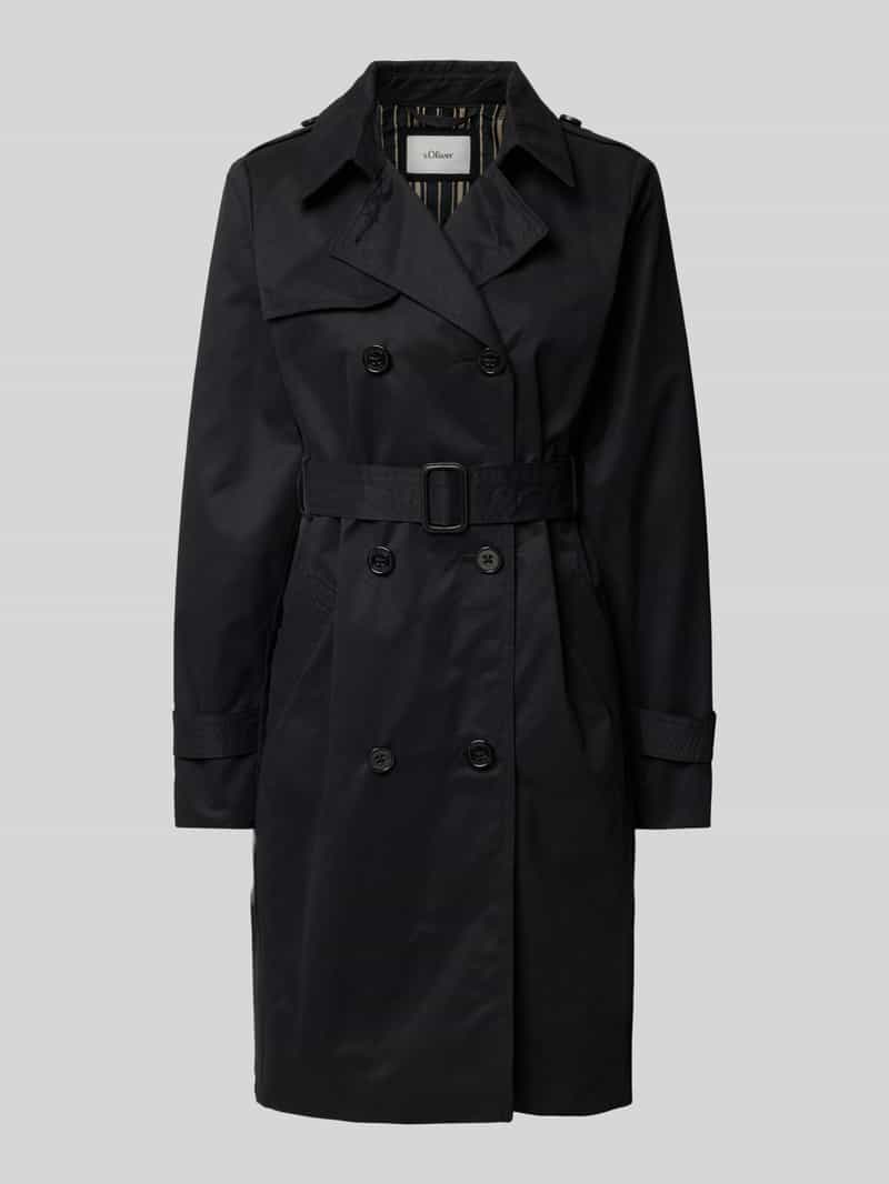s.Oliver RED LABEL Slim fit trenchcoat van katoenmix met gestreepte voering