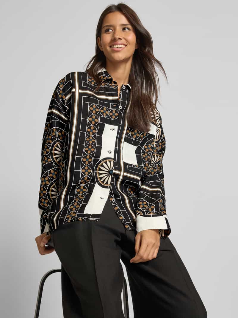 Marc O'Polo Regular fit linnen blouse met all-over motief
