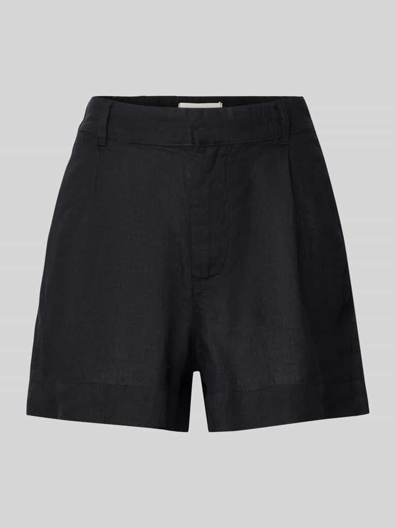 Gina Tricot Korte regular fit linnen broek met bandplooien