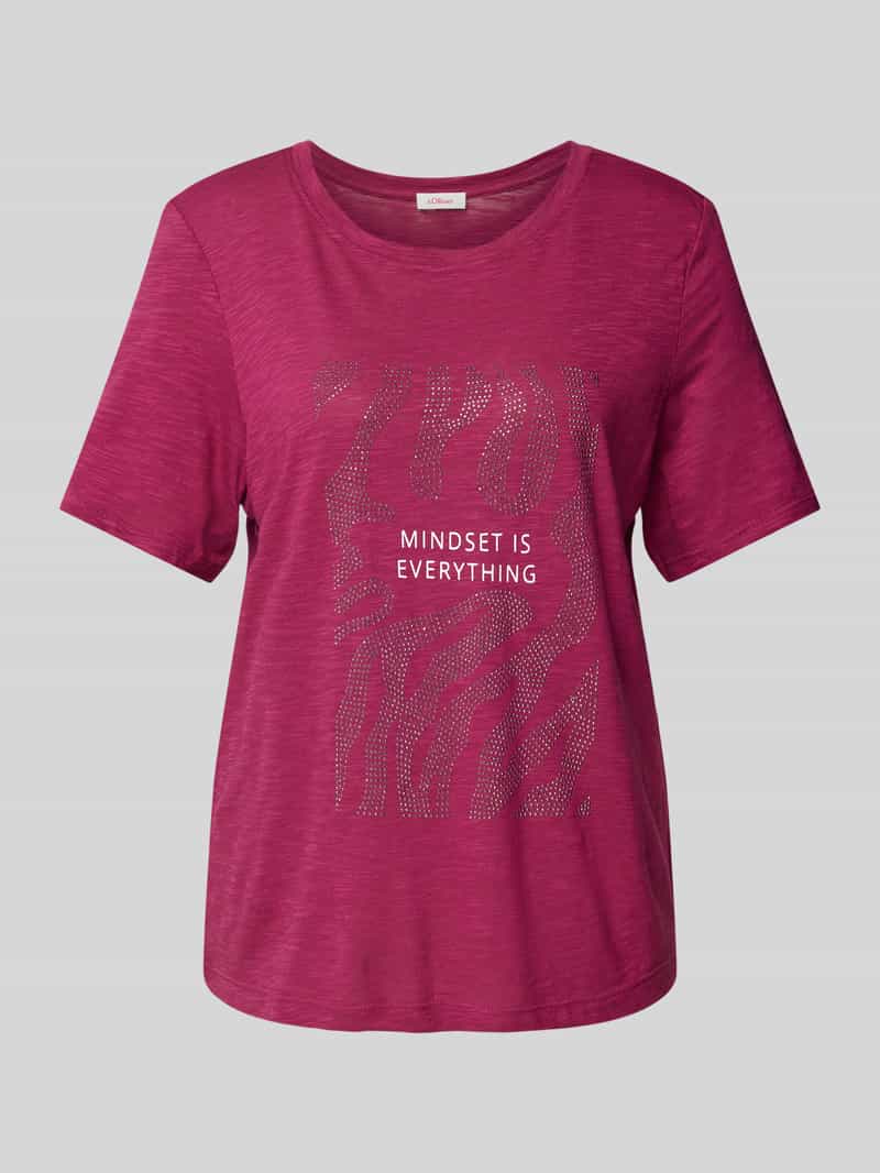 s.Oliver RED LABEL T-shirt met geribde ronde hals