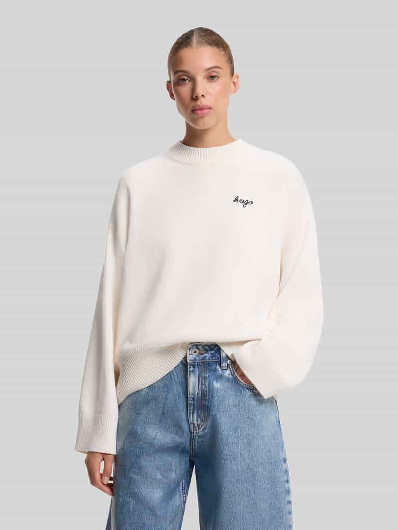 HUGO Blue oversized pullover van katoenmix model 'Shenny_B'