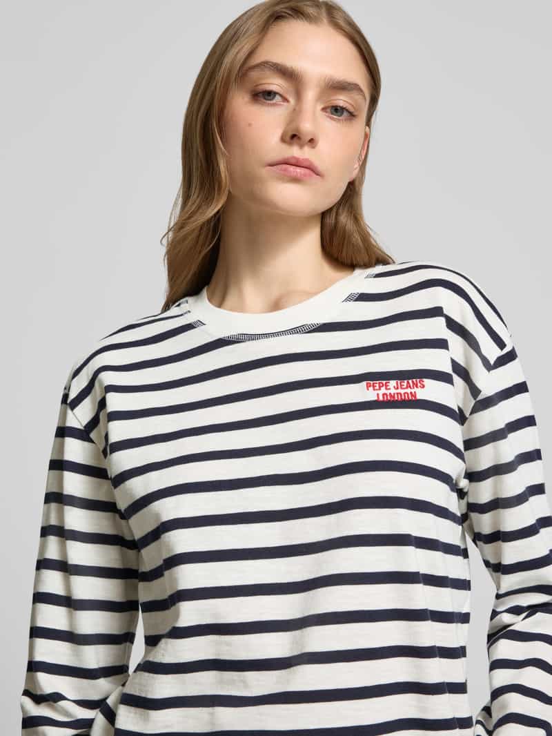 Pepe Jeans Shirt met lange mouwen en labelstitching model 'RIO'