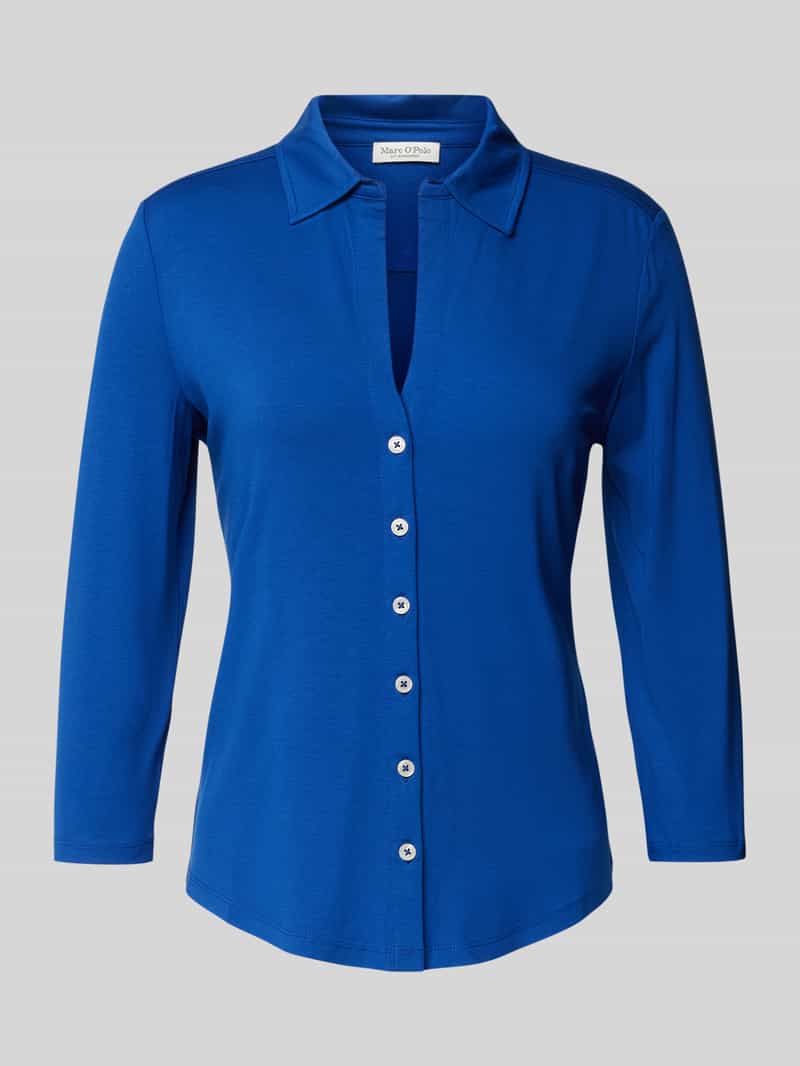 Marc O'Polo Regular fit shirt met 3 4-mouwen en flapkraag