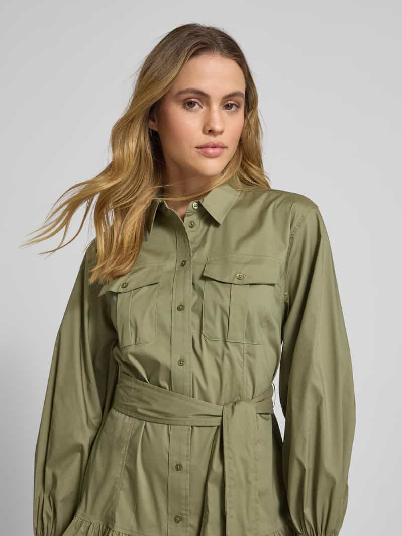 Lauren Ralph Lauren Knielange overhemdjurk met paspelzakken op de borst model 'REEDAN'