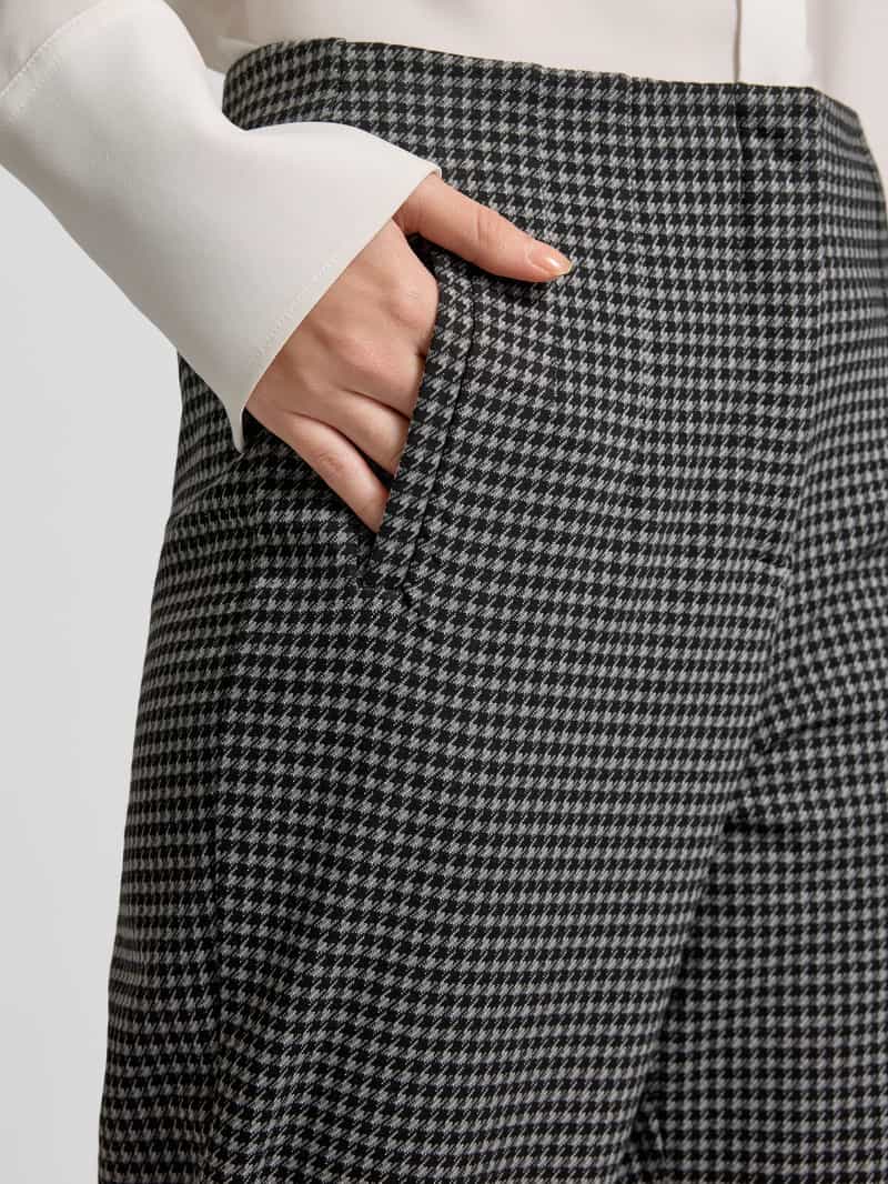 Ichi Tapered fit stoffen broek met pied-de-poule-motief
