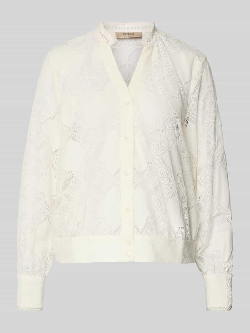 MOS MOSH Regular fit blouse met broderie anglaise model 'Monia'