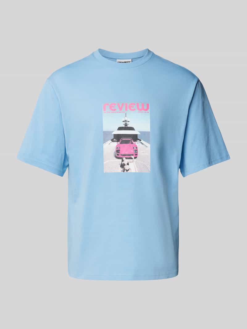 REVIEW T-shirt met geribde ronde hals
