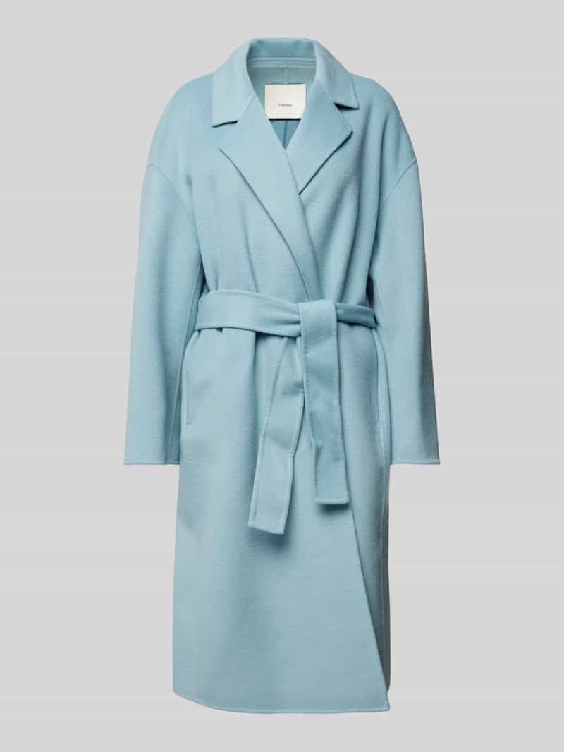 Calvin Klein Womenswear Lange wollen jas met strikceintuur