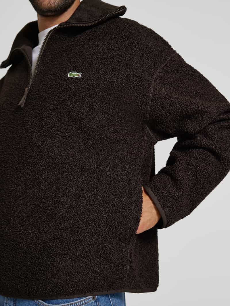 Lacoste Relaxed fit sweatshirt met schipperskraag van warme fleece