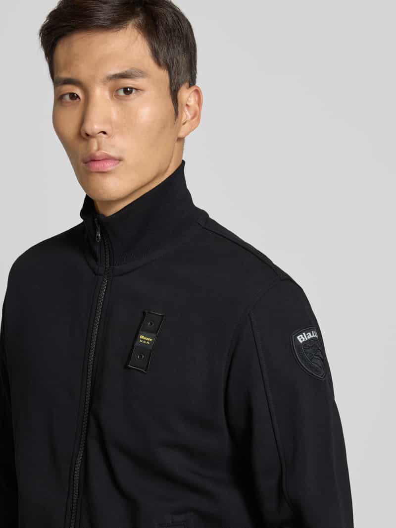 Blauer Usa Sweatjack met opstaande kraag en labelstitching model 'CITY'