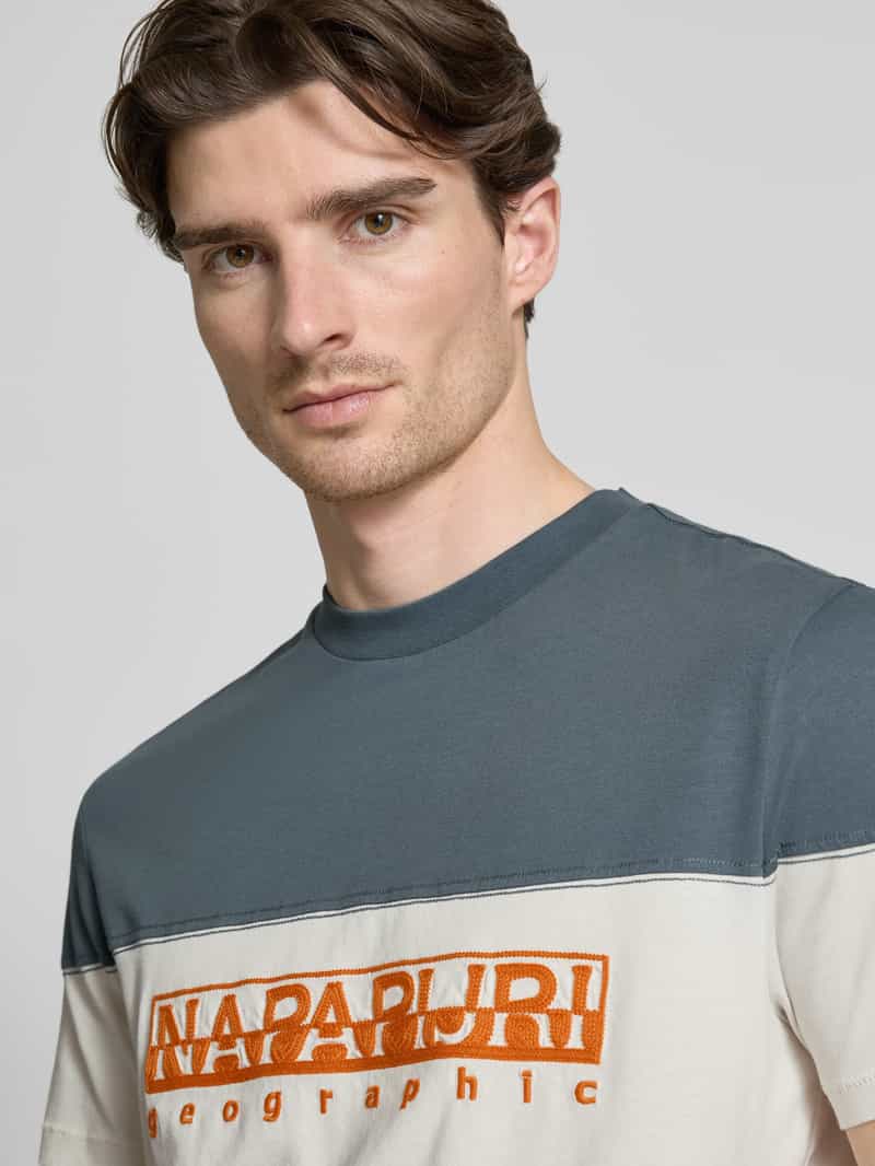 Napapijri T-shirt met labelstitching model 'SATURNIA'