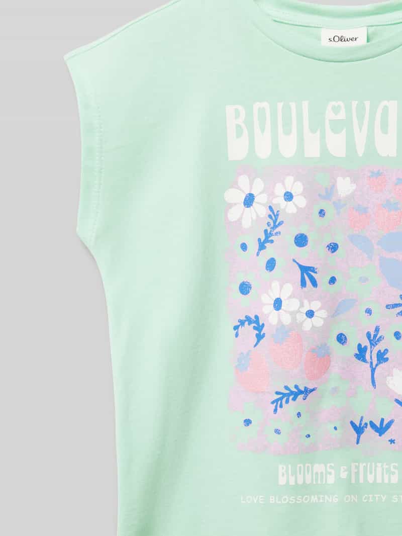 s.Oliver RED LABEL Regular fit T-shirt van puur katoen met glitterprint
