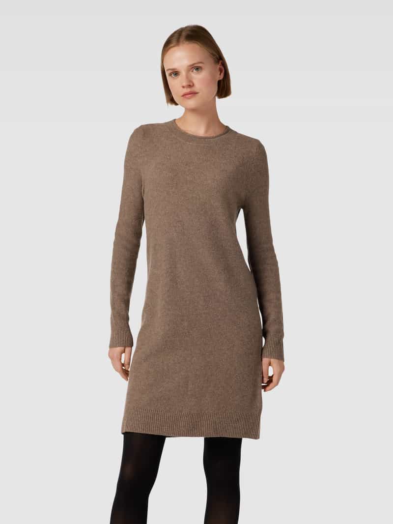 Knielange gebreide jurk met geribde ronde hals Christian Berg Woman
