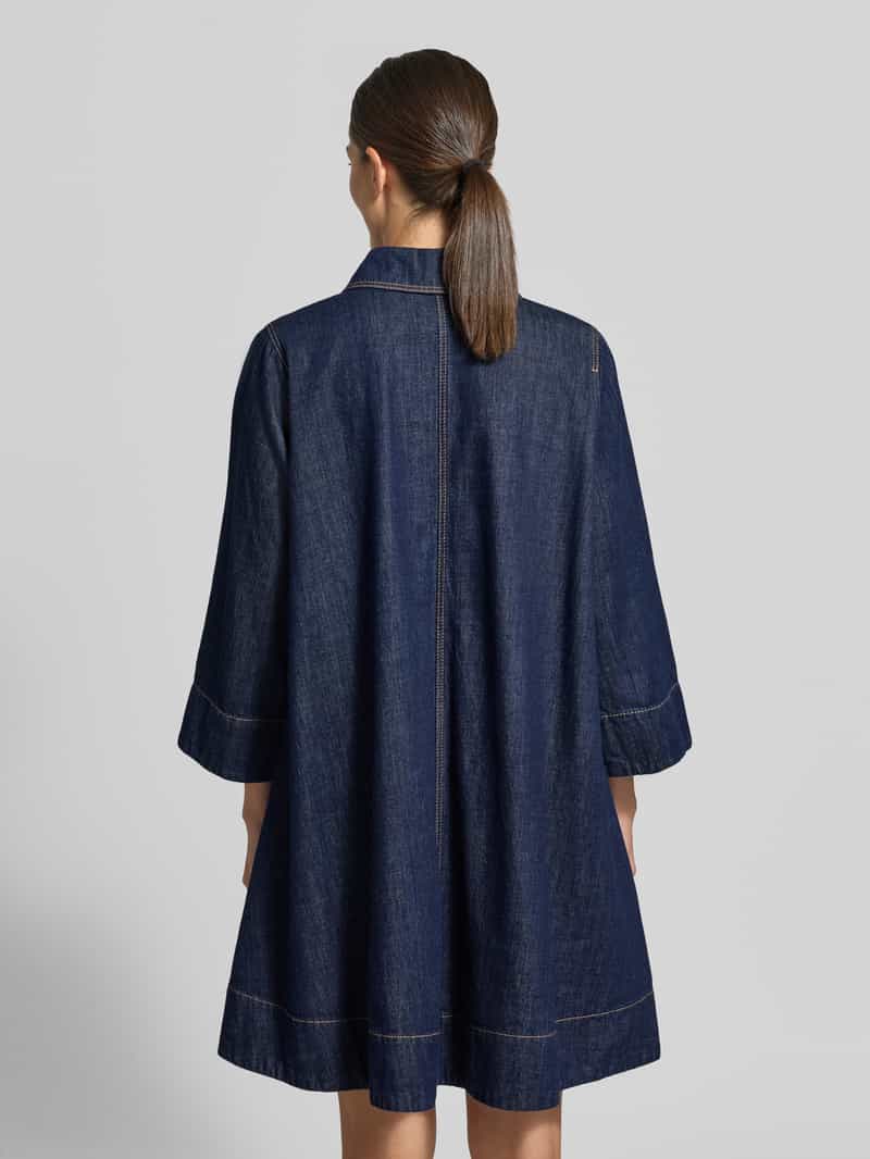 Christian Berg Woman Knelange denimjurk met overhemdkraag
