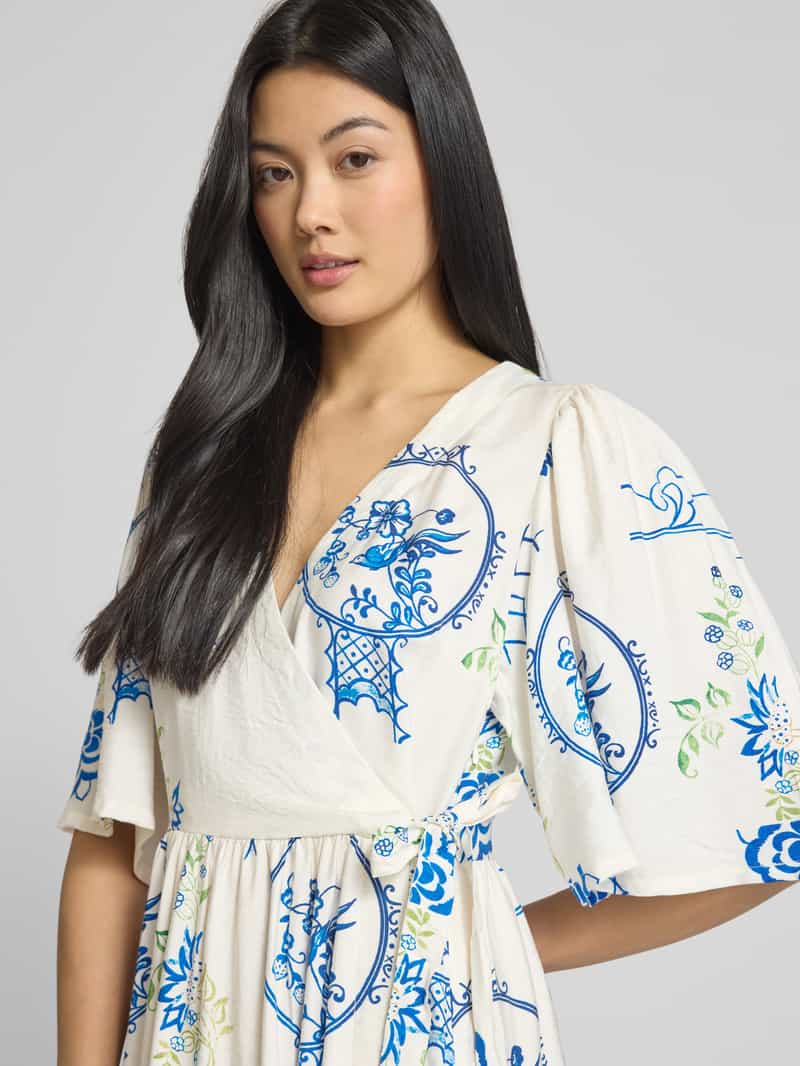 Ichi Wikkeljurk in een viscosemix met linnen model 'LUCIE'