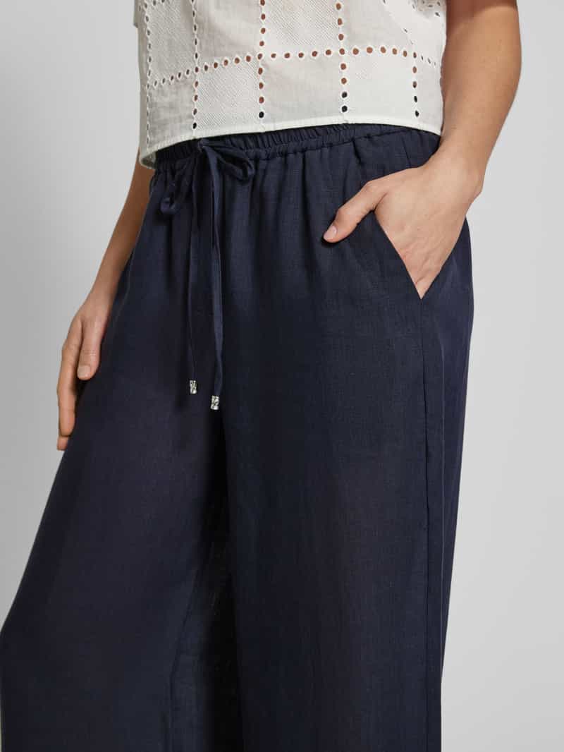 Marella Wide leg linnen broek met tunnelkoord model 'MATTINO'