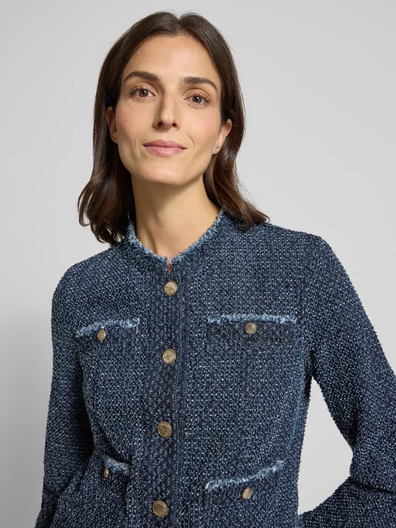 Marc Cain Regular fit blazer met opstaande kraag en blinde knoopsluiting