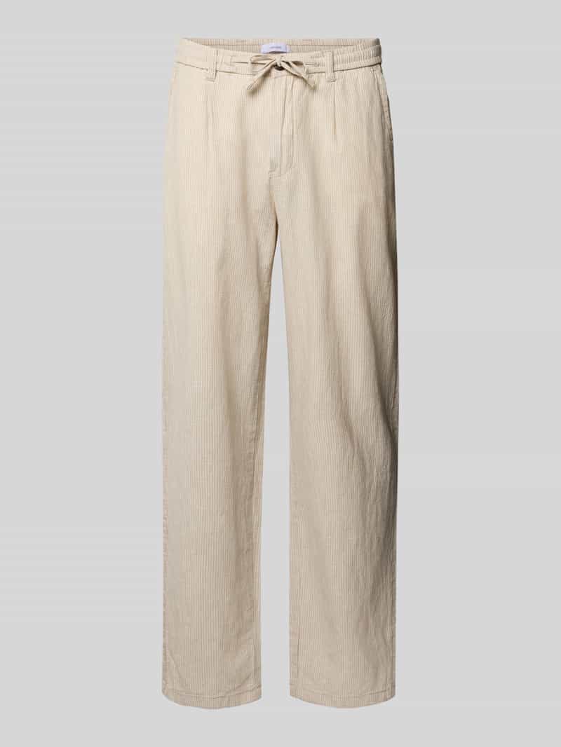 lindbergh Stoffen broek met linnen en steekzakken opzij