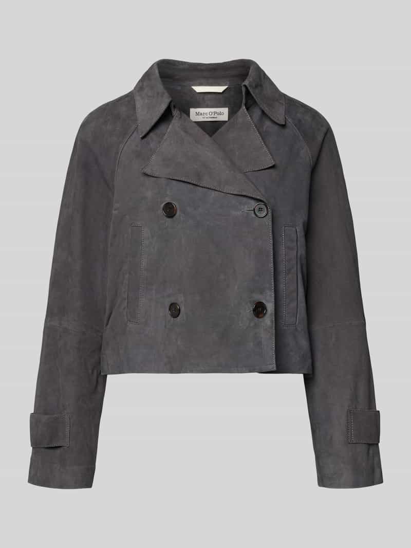 Regular fit Trenchcoat van Echt leer Geitenleer