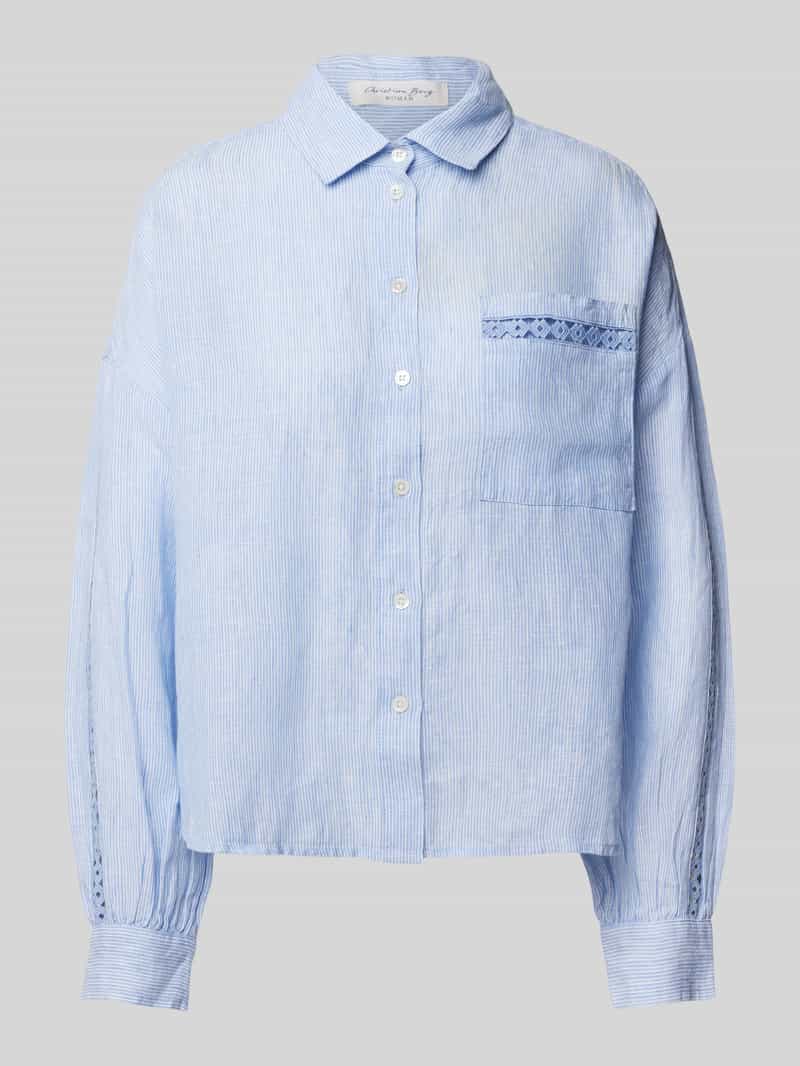 Christian Berg Woman Regular fit linnen blouse met borstzak