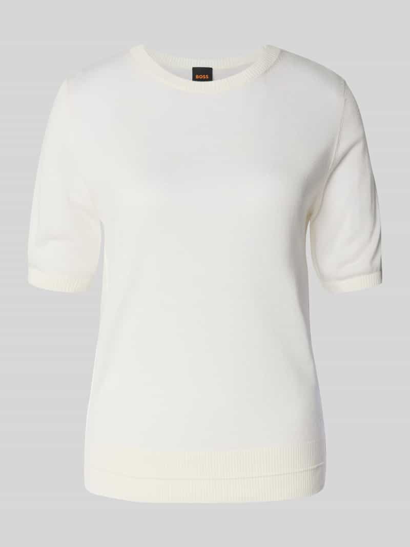 Boss Orange Relaxed-fit gebreid shirt van viscosemix met kasjmier