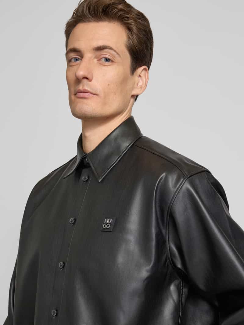 HUGO Regular fit vrijetijdsoverhemd in leerlook model 'Ellisoe'