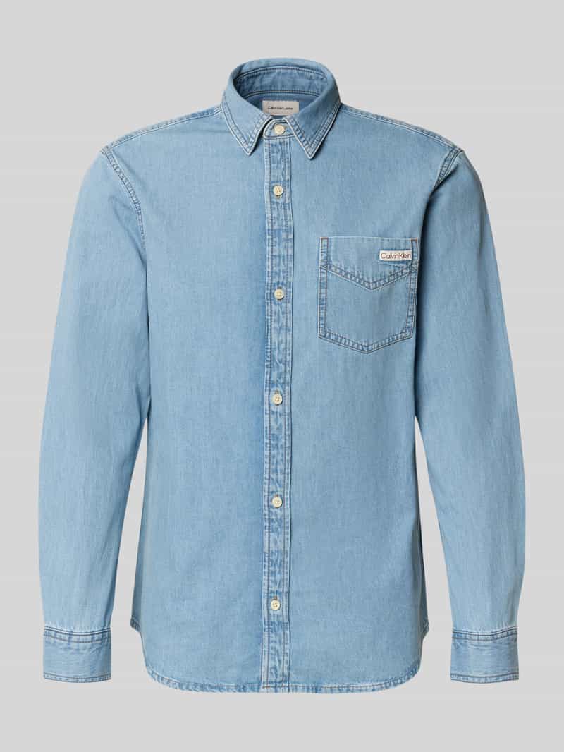 regular fit jeanshemd met labeldetail