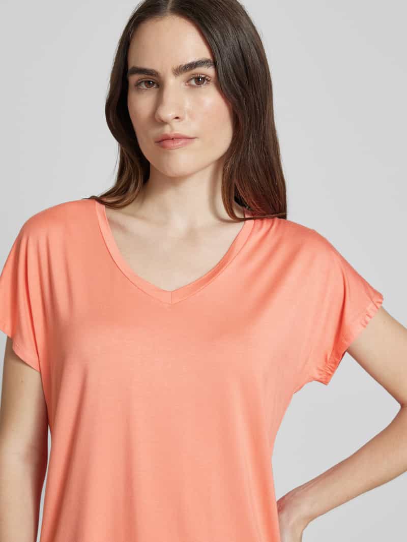 Soyaconcept T-shirt met geribde V-hals model 'Marica'