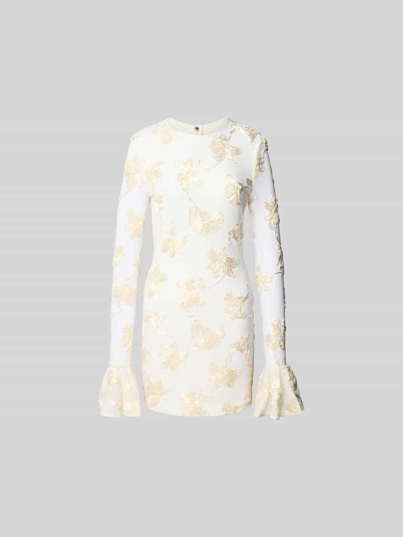 Mini-jurk met all-over bloemenstitching