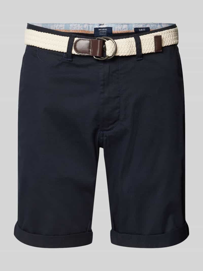 Slim fit bermuda met riem