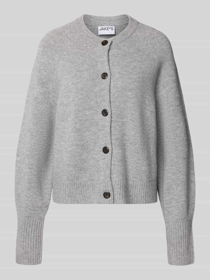 Jake*s Casual Gebreid jack van wol met ronde hals