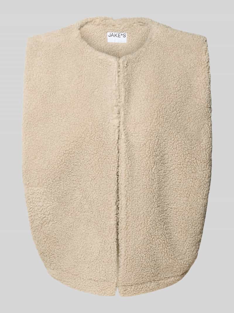 Jake*s Casual Gilet van teddybont met ronde hals