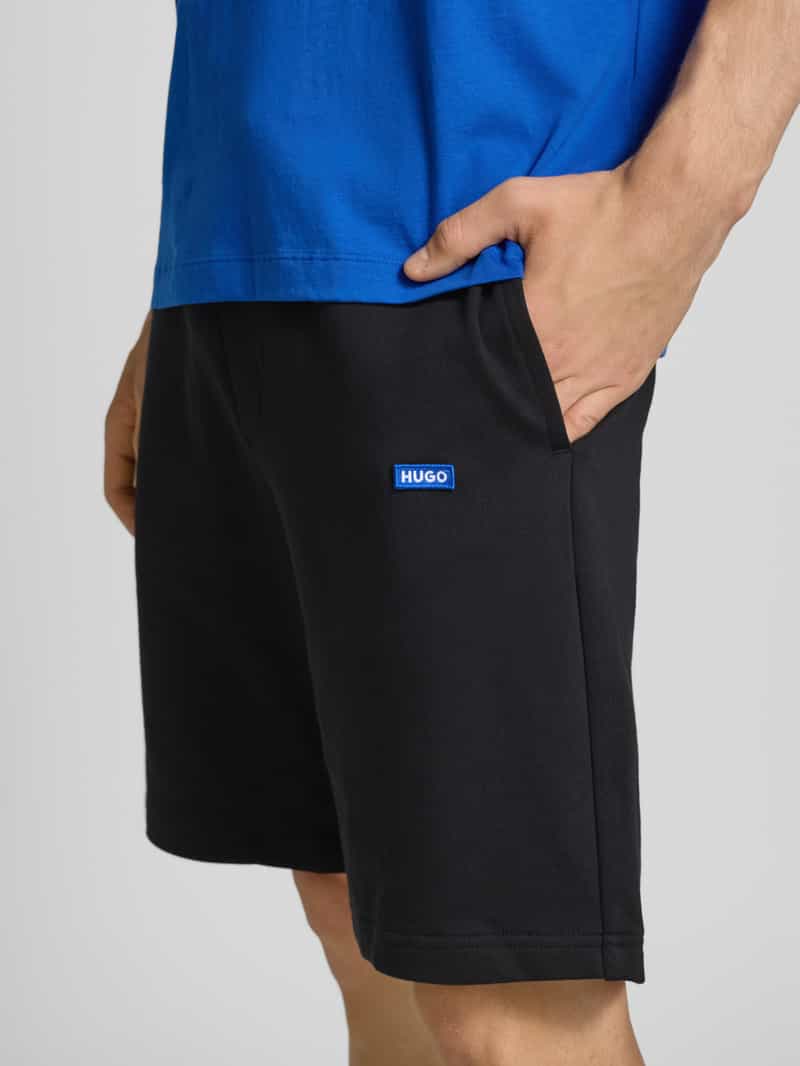 Hugo Blue Sweatshorts met logopatch model 'Nasensio'