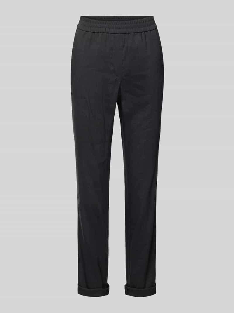 Marc Cain Regular fit broek van linnenmix met elastische band