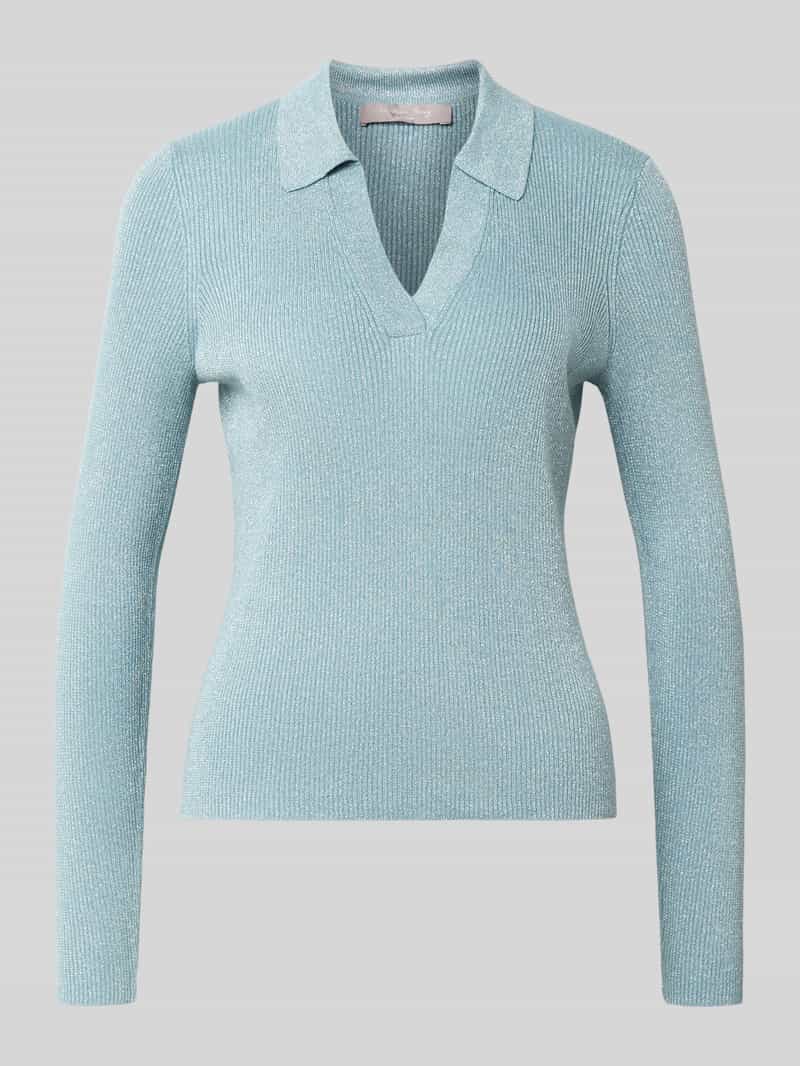 Christian Berg Woman Selection Gebreide pullover van viscosemix met polokraag en V-hals
