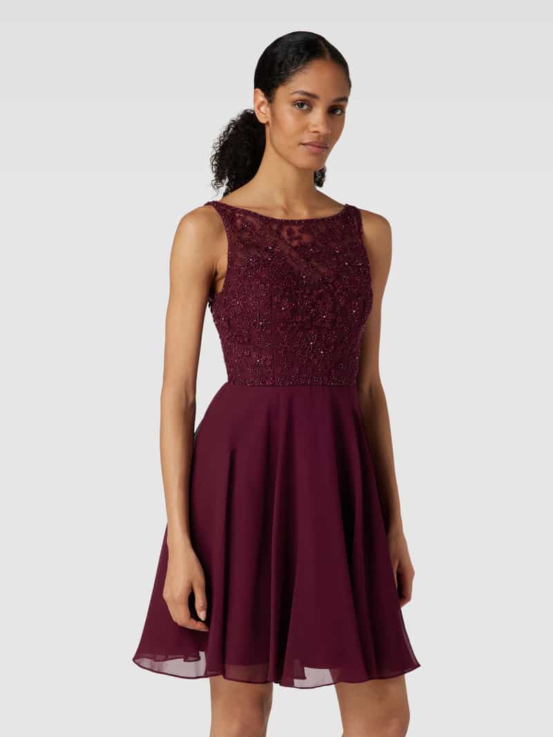 Cocktailjurk in minilengte met gebloemd kant Laona