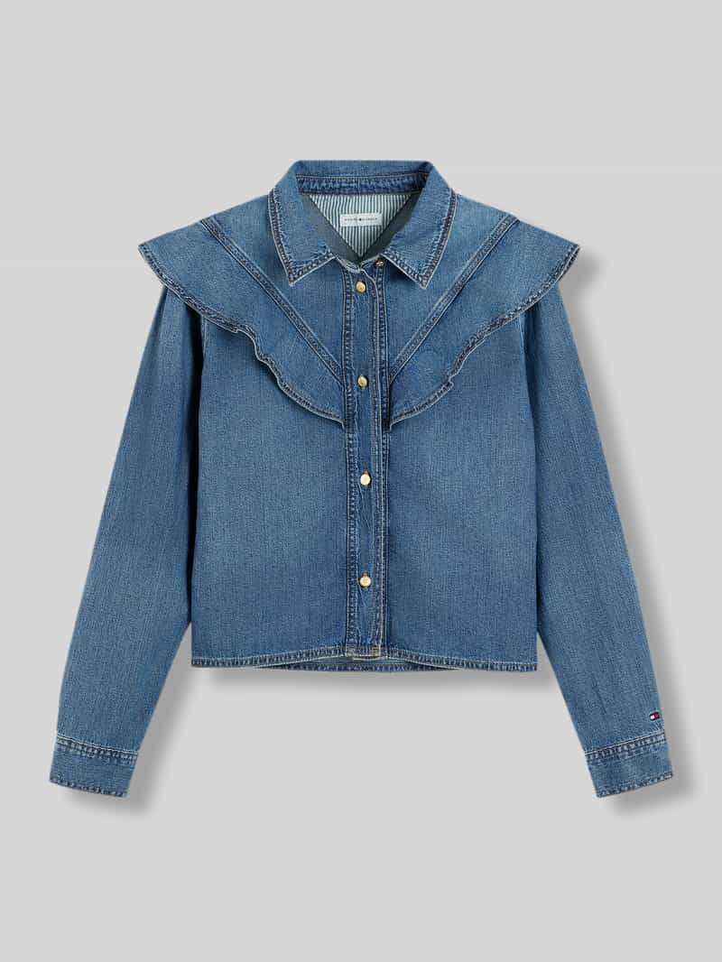 Tommy Hilfiger Regular fit jeansblouse van puur katoen met volants