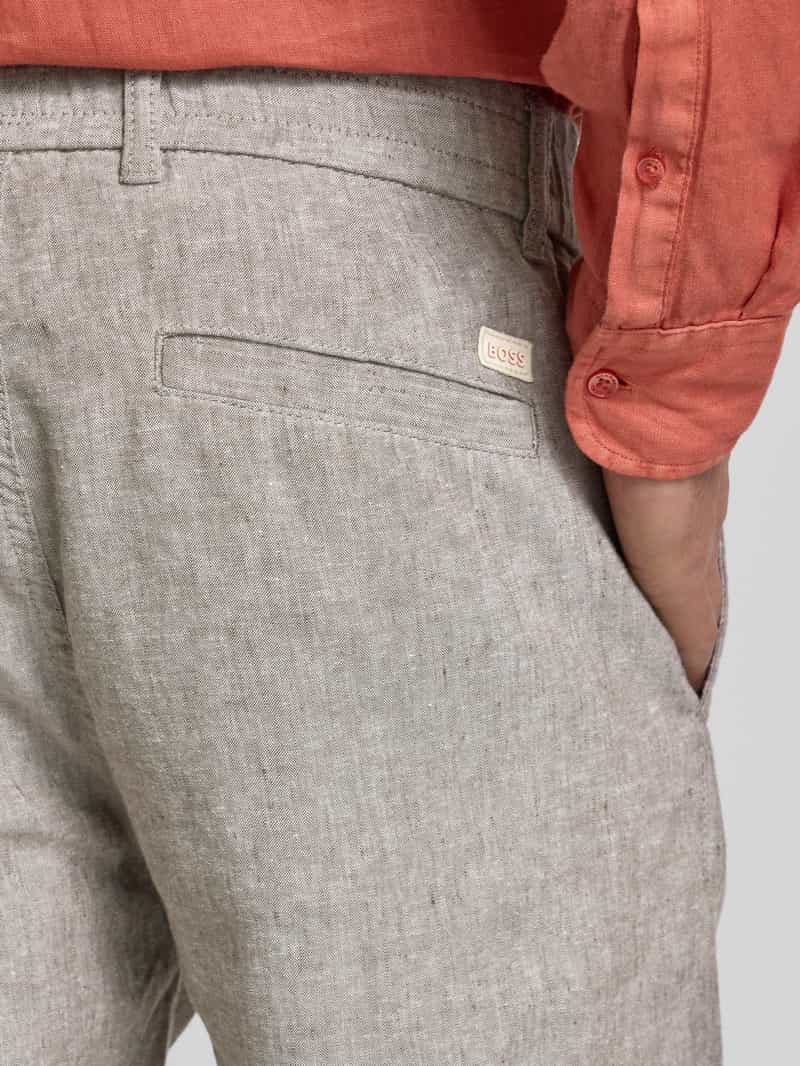 Boss Orange Tapered fit korte linnen broek met elastische band