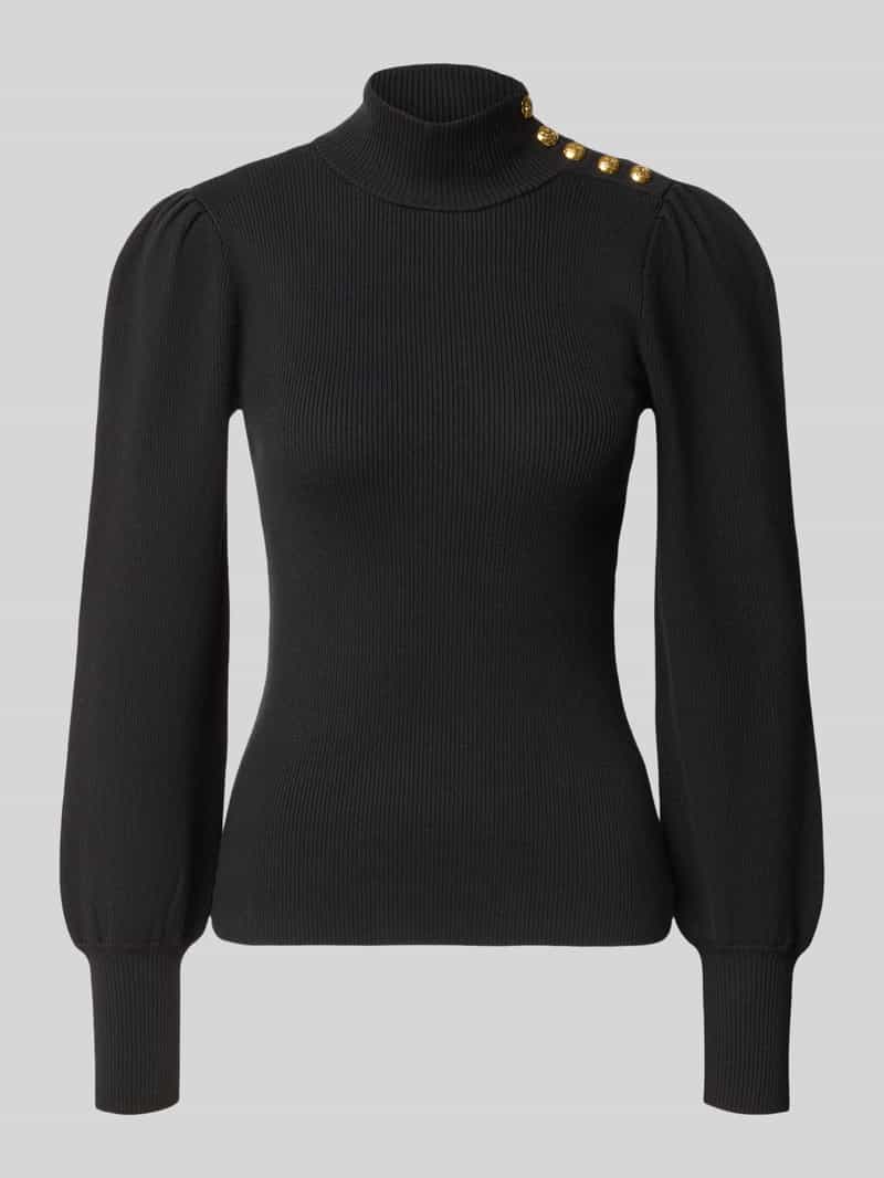 Slim fit pullover met col van mix van katoen en modal