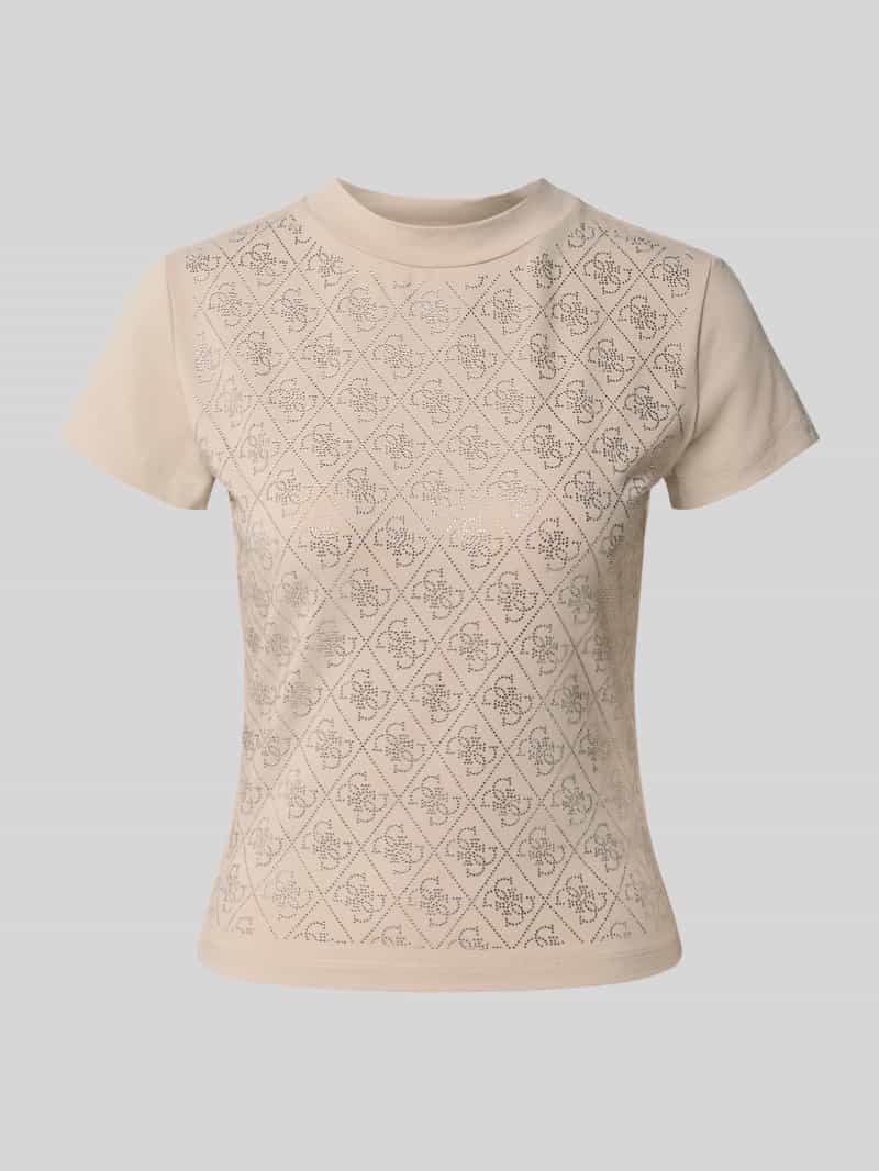 T-shirt in all-over look met siersteentjes