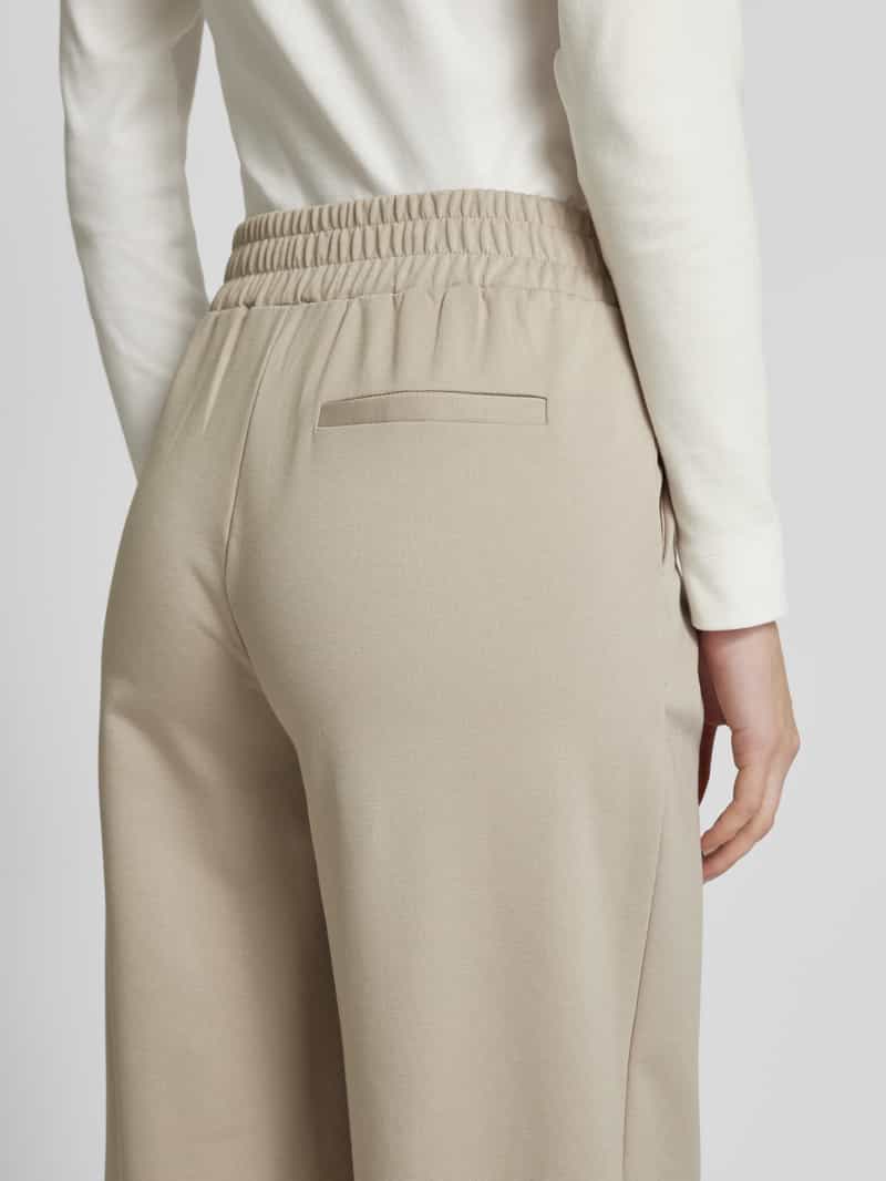 Ichi Wide leg stoffen broek met bandplooien model 'KATE'