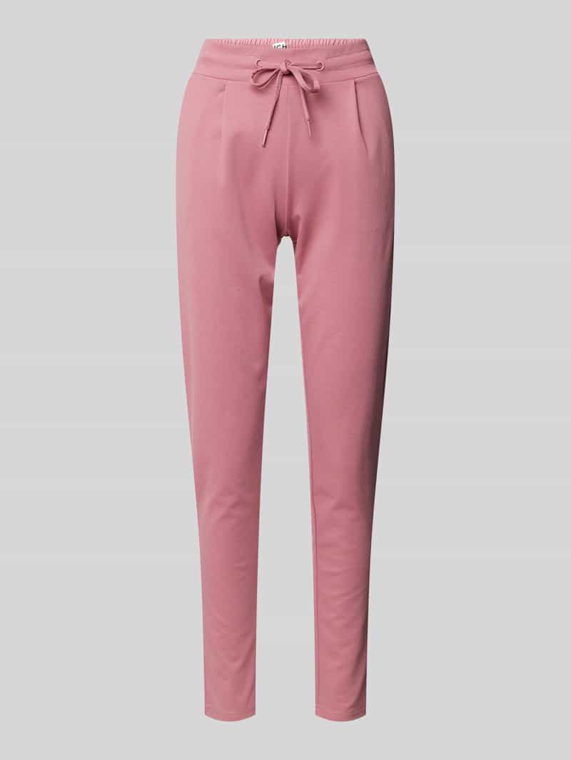 Ichi Slim fit bandplooibroek met elastische band model 'KATE'
