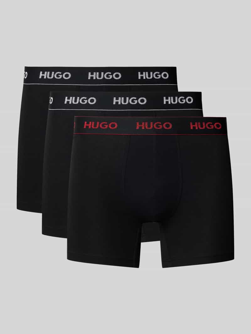 HUGO Boxershort met elastische band met label in een set van 3 stuks