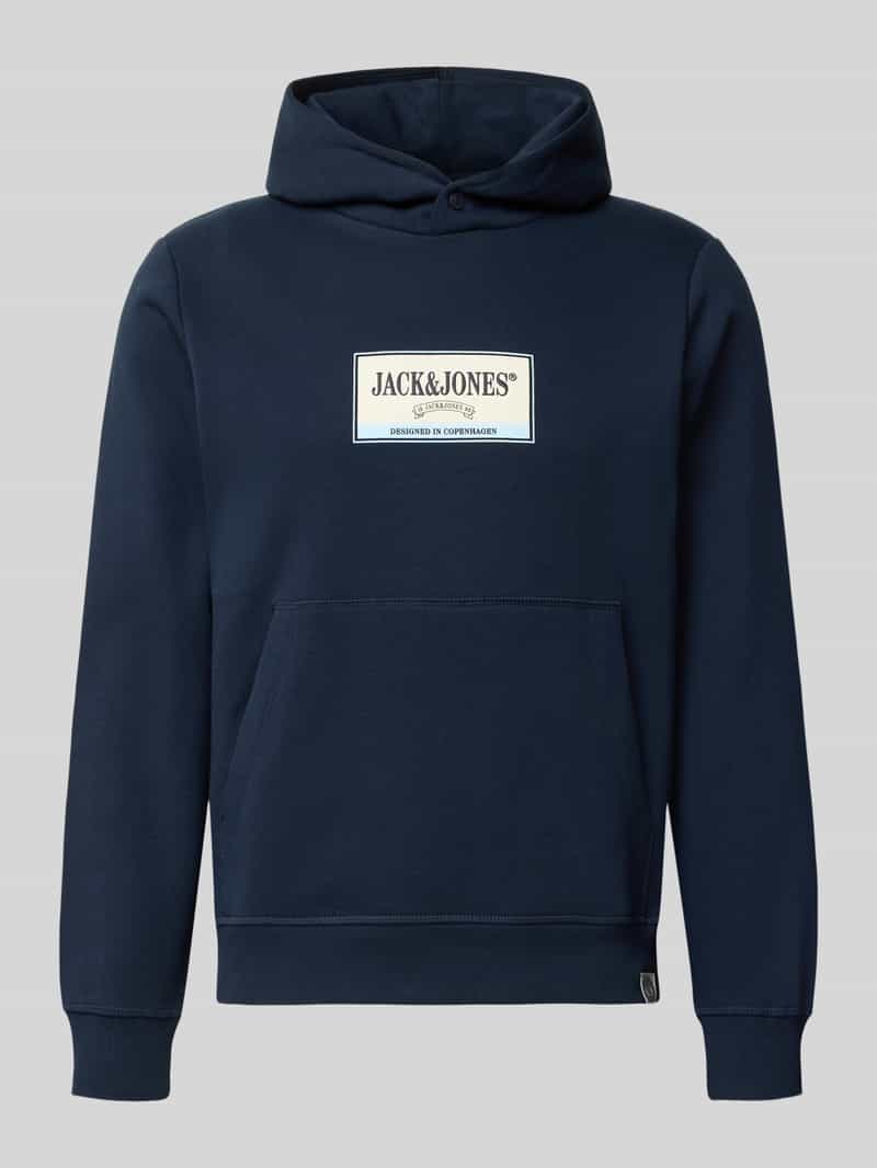 JACK & JONES Hoodie mit Label-Print Modell 'FREDERIKSBERG' in Marine, Größe S 2112721S